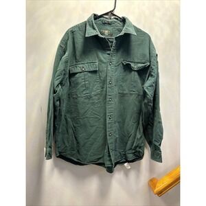 Orvis Mens Button Down Shirt Dark Green Long Sleeve 100% Cotton Size XL